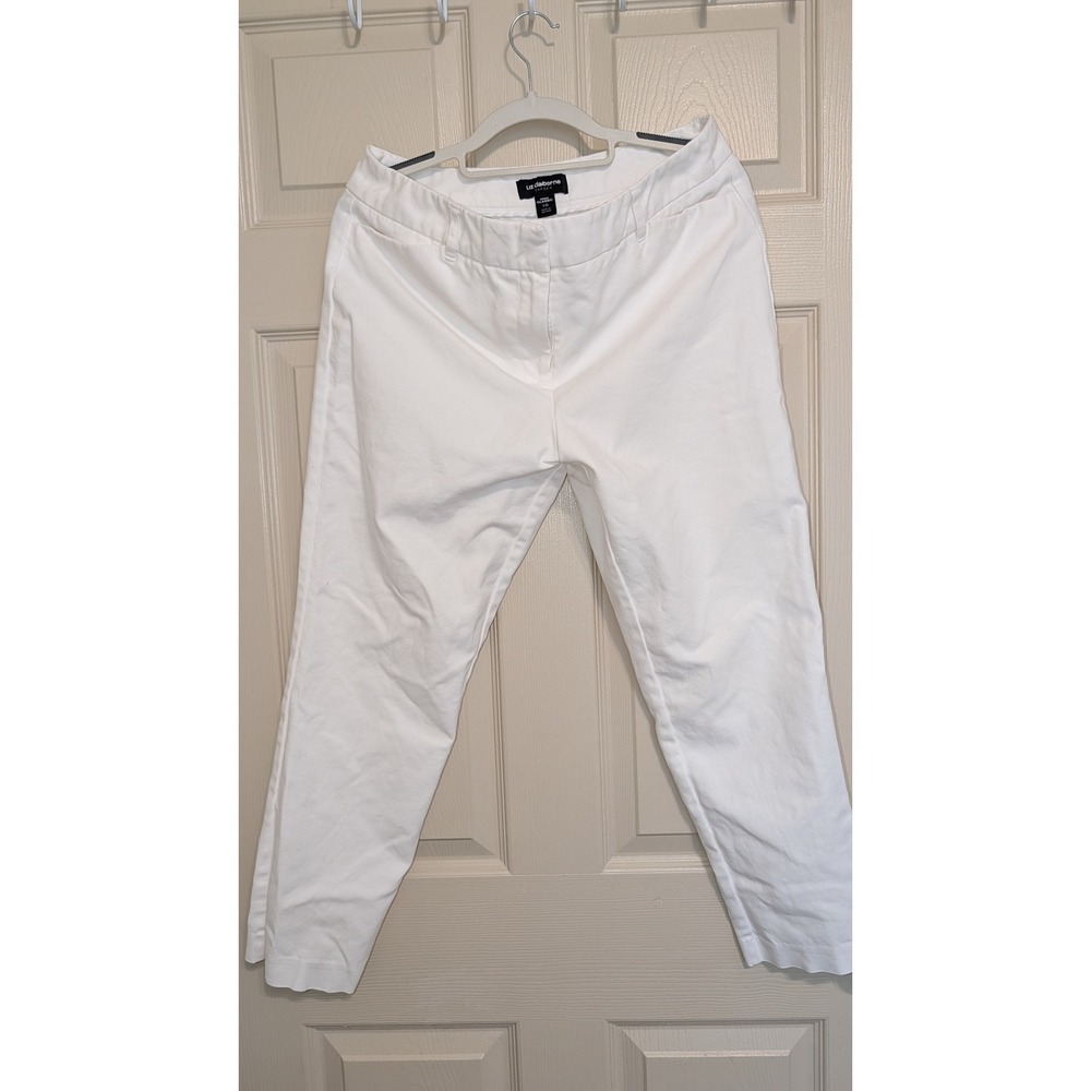 Liz Claiborne Classic White Ankle Pants Womens 10 Tapered Trousers